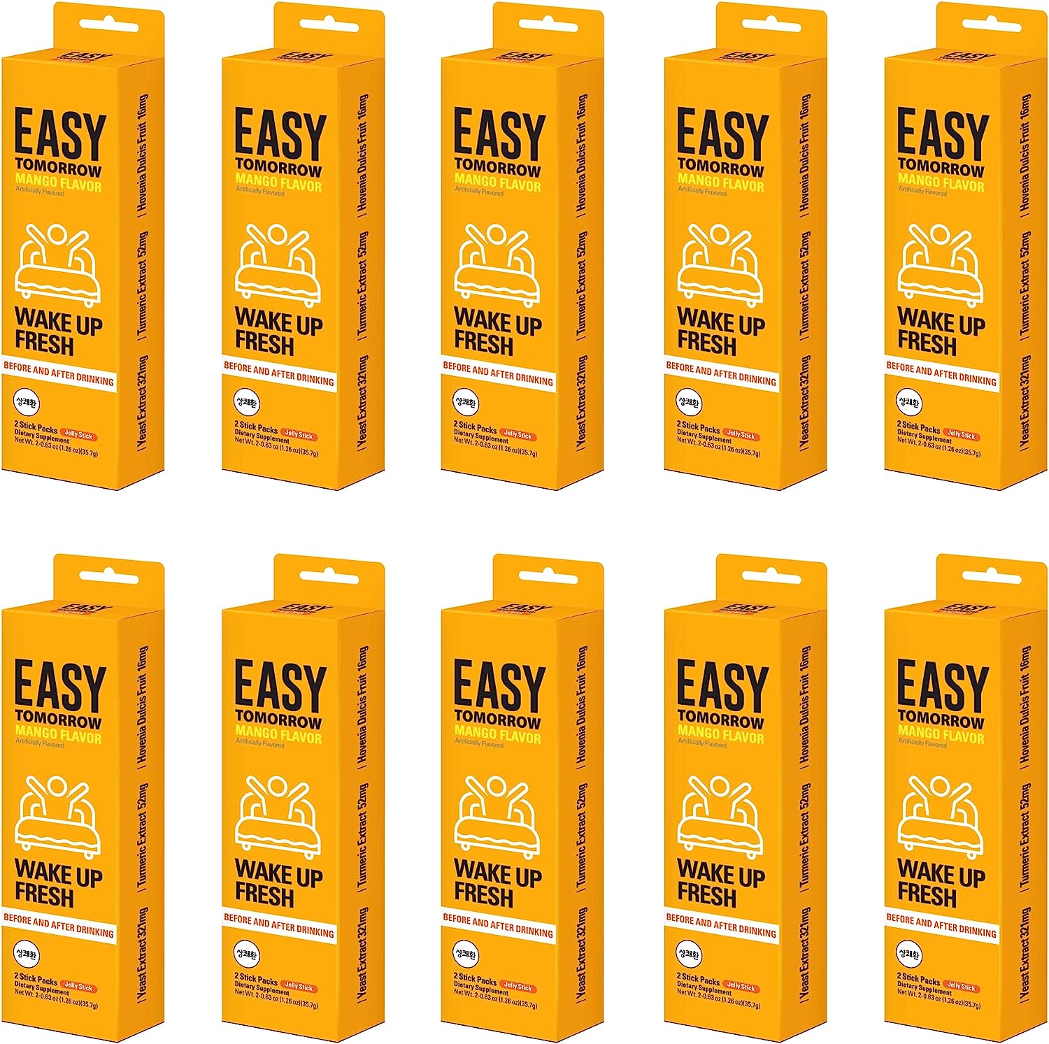 Easy Tomorrow Jelly Stick Before/After Drink Alcohol， After Party Recovery & Relief for Great Night & Better Morning， Party Vacation Aid， Liver Cleanse Detox， Mango Flavored， 상쾌환， 20 Packets - Image 3